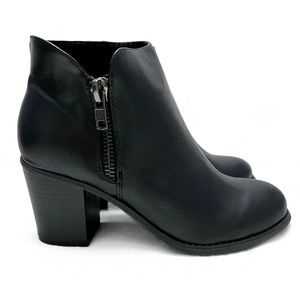 Luoika Wide Width Ankle Boots Faux Leather Black Booties Size 6.5